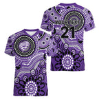 Hurricanes Cricket Custom Women V-Neck T-Shirt Australian Aboriginal