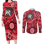 Renegades Cricket Custom Couples Matching Long Sleeve Bodycon Dress and Long Sleeve Button Shirt Australian Aboriginal