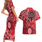 Renegades Cricket Custom Couples Matching Short Sleeve Bodycon Dress and Hawaiian Shirt Australian Aboriginal