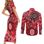 Renegades Cricket Custom Couples Matching Short Sleeve Bodycon Dress and Long Sleeve Button Shirt Australian Aboriginal