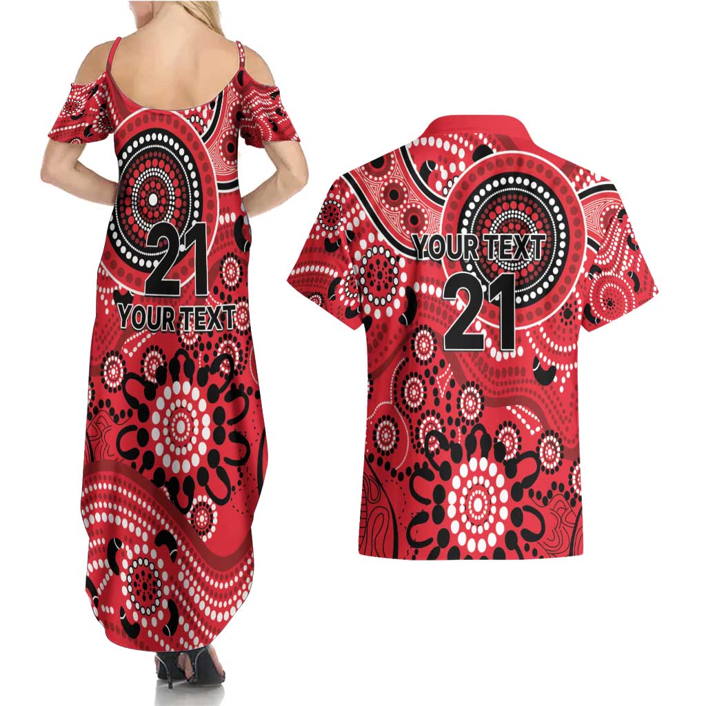Renegades Cricket Custom Couples Matching Summer Maxi Dress and Hawaiian Shirt Australian Aboriginal