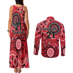 Renegades Cricket Custom Couples Matching Tank Maxi Dress and Long Sleeve Button Shirt Australian Aboriginal
