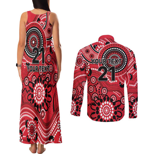 Renegades Cricket Custom Couples Matching Tank Maxi Dress and Long Sleeve Button Shirt Australian Aboriginal