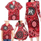 Renegades Cricket Custom Family Matching Long Sleeve Bodycon Dress and Hawaiian Shirt Australian Aboriginal