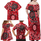 Renegades Cricket Custom Family Matching Off Shoulder Maxi Dress and Hawaiian Shirt Australian Aboriginal