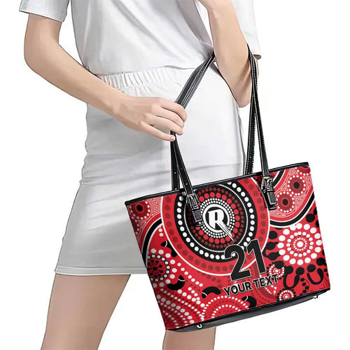 Renegades Cricket Custom Leather Tote Bag Australian Aboriginal