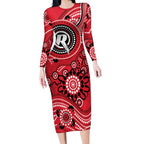 Renegades Cricket Custom Long Sleeve Bodycon Dress Australian Aboriginal