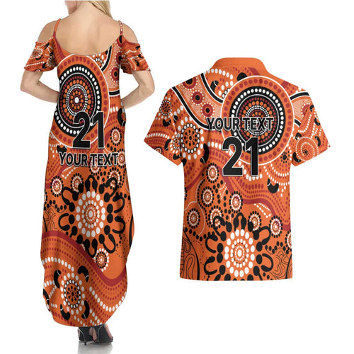 Scorchers Cricket Custom Couples Matching Summer Maxi Dress and Hawaiian Shirt Australian Aboriginal