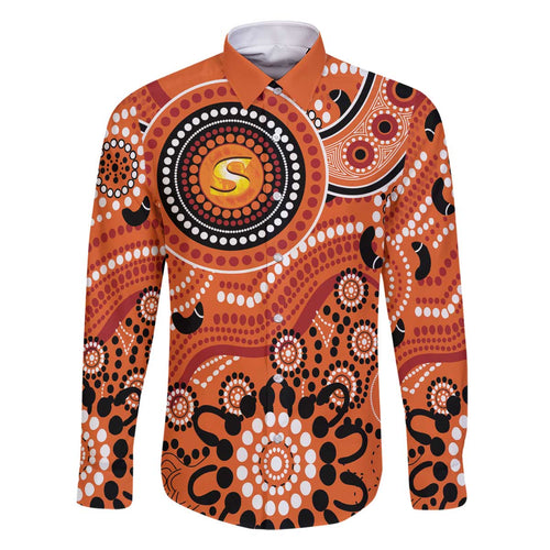 Scorchers Cricket Custom Family Matching Off The Shoulder Long Sleeve Dress and Hawaiian Shirt Australian Aboriginal