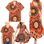 Scorchers Cricket Custom Family Matching Summer Maxi Dress and Hawaiian Shirt Australian Aboriginal