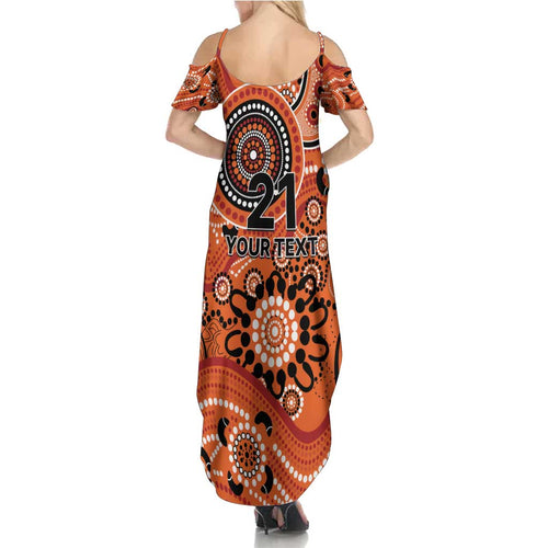 Scorchers Cricket Custom Family Matching Summer Maxi Dress and Hawaiian Shirt Australian Aboriginal