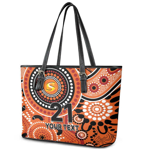 Scorchers Cricket Custom Leather Tote Bag Australian Aboriginal