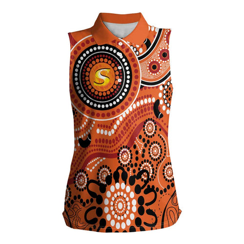 Scorchers Cricket Custom Women Sleeveless Polo Shirt Australian Aboriginal