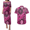 Sixers Cricket Custom Couples Matching Puletasi and Hawaiian Shirt Australian Aboriginal
