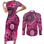 Sixers Cricket Custom Couples Matching Short Sleeve Bodycon Dress and Long Sleeve Button Shirt Australian Aboriginal