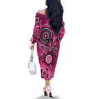 Sixers Cricket Custom Family Matching Off The Shoulder Long Sleeve Dress and Hawaiian Shirt Australian Aboriginal