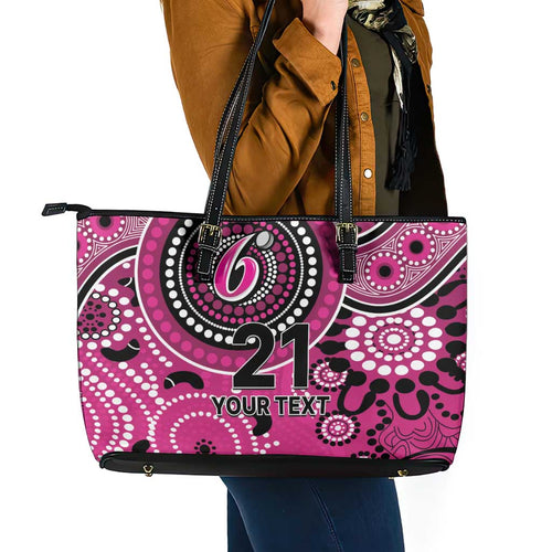 Sixers Cricket Custom Leather Tote Bag Australian Aboriginal