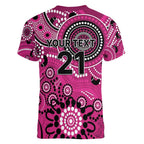 Sixers Cricket Custom Women V-Neck T-Shirt Australian Aboriginal
