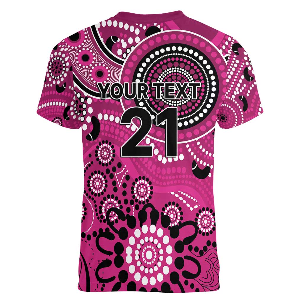 Sixers Cricket Custom Women V-Neck T-Shirt Australian Aboriginal