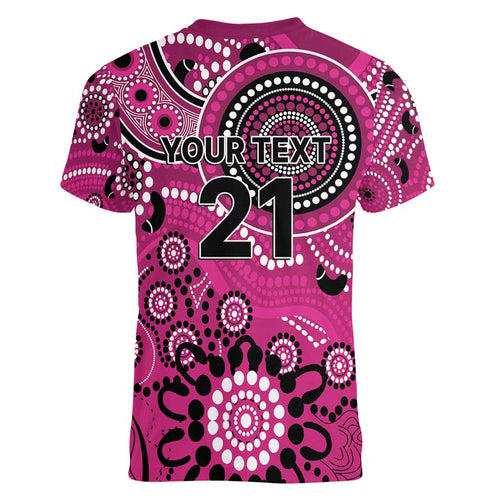Sixers Cricket Custom Women V-Neck T-Shirt Australian Aboriginal