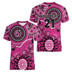 Sixers Cricket Custom Women V-Neck T-Shirt Australian Aboriginal