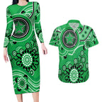 Stars Cricket Custom Couples Matching Long Sleeve Bodycon Dress and Hawaiian Shirt Australian Aboriginal