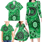 Stars Cricket Custom Family Matching Long Sleeve Bodycon Dress and Hawaiian Shirt Australian Aboriginal