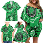 Stars Cricket Custom Family Matching Off Shoulder Short Dress and Hawaiian Shirt Australian Aboriginal