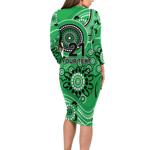 Stars Cricket Custom Long Sleeve Bodycon Dress Australian Aboriginal