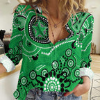 Stars Cricket Custom Women Casual Shirt Australian Aboriginal