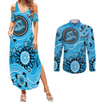 Strikers Cricket Custom Couples Matching Summer Maxi Dress and Long Sleeve Button Shirt Australian Aboriginal