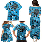 Strikers Cricket Custom Family Matching Puletasi and Hawaiian Shirt Australian Aboriginal
