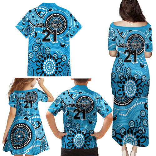 Strikers Cricket Custom Family Matching Puletasi and Hawaiian Shirt Australian Aboriginal