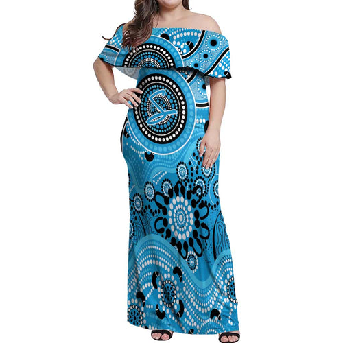 Strikers Cricket Custom Off Shoulder Maxi Dress Australian Aboriginal