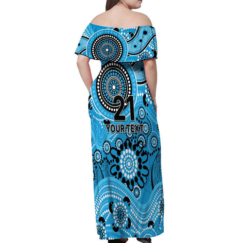 Strikers Cricket Custom Off Shoulder Maxi Dress Australian Aboriginal