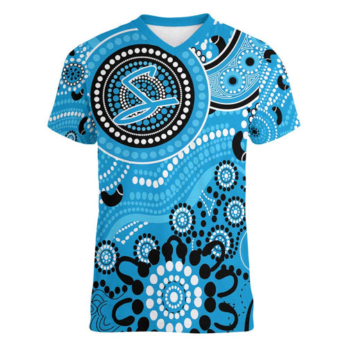 Strikers Cricket Custom Women V-Neck T-Shirt Australian Aboriginal