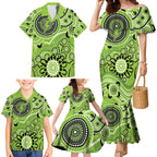 Thunder Cricket Custom Family Matching Mermaid Dress and Hawaiian Shirt Australian Aboriginal