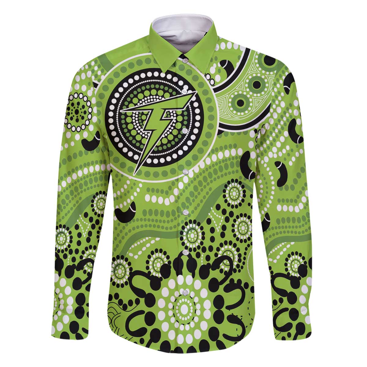 Thunder Cricket Custom Family Matching Off The Shoulder Long Sleeve Dress and Hawaiian Shirt Australian Aboriginal