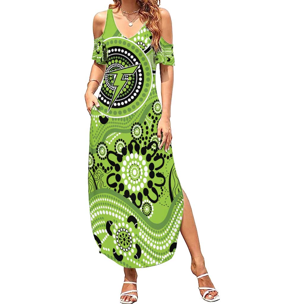 Thunder Cricket Custom Family Matching Summer Maxi Dress and Hawaiian Shirt Australian Aboriginal