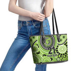 Thunder Cricket Custom Leather Tote Bag Australian Aboriginal