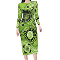 Thunder Cricket Custom Long Sleeve Bodycon Dress Australian Aboriginal