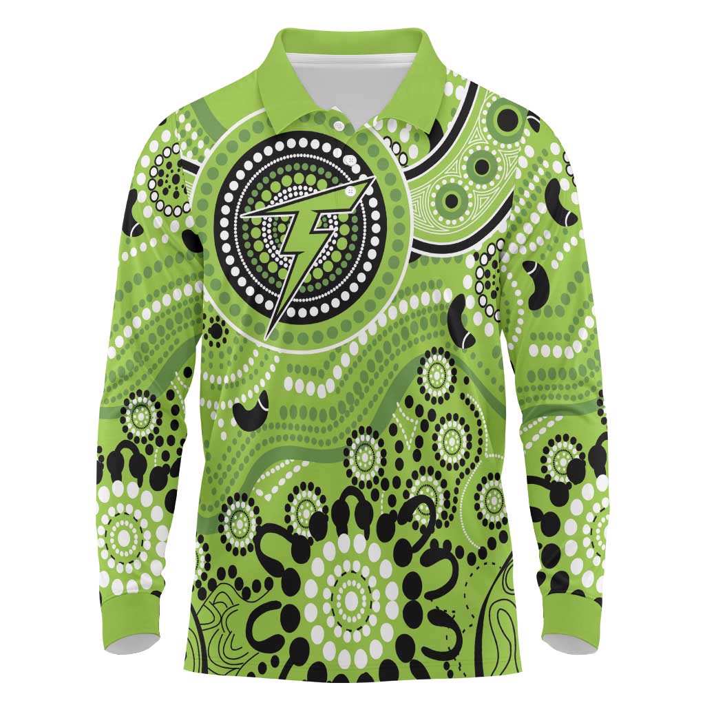 Thunder Cricket Custom Long Sleeve Polo Shirt Australian Aboriginal