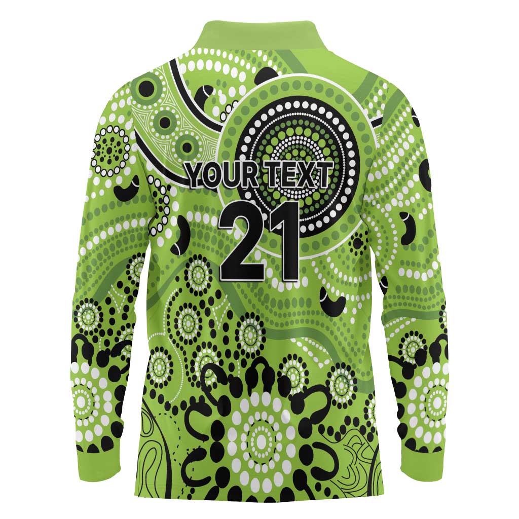 Thunder Cricket Custom Long Sleeve Polo Shirt Australian Aboriginal