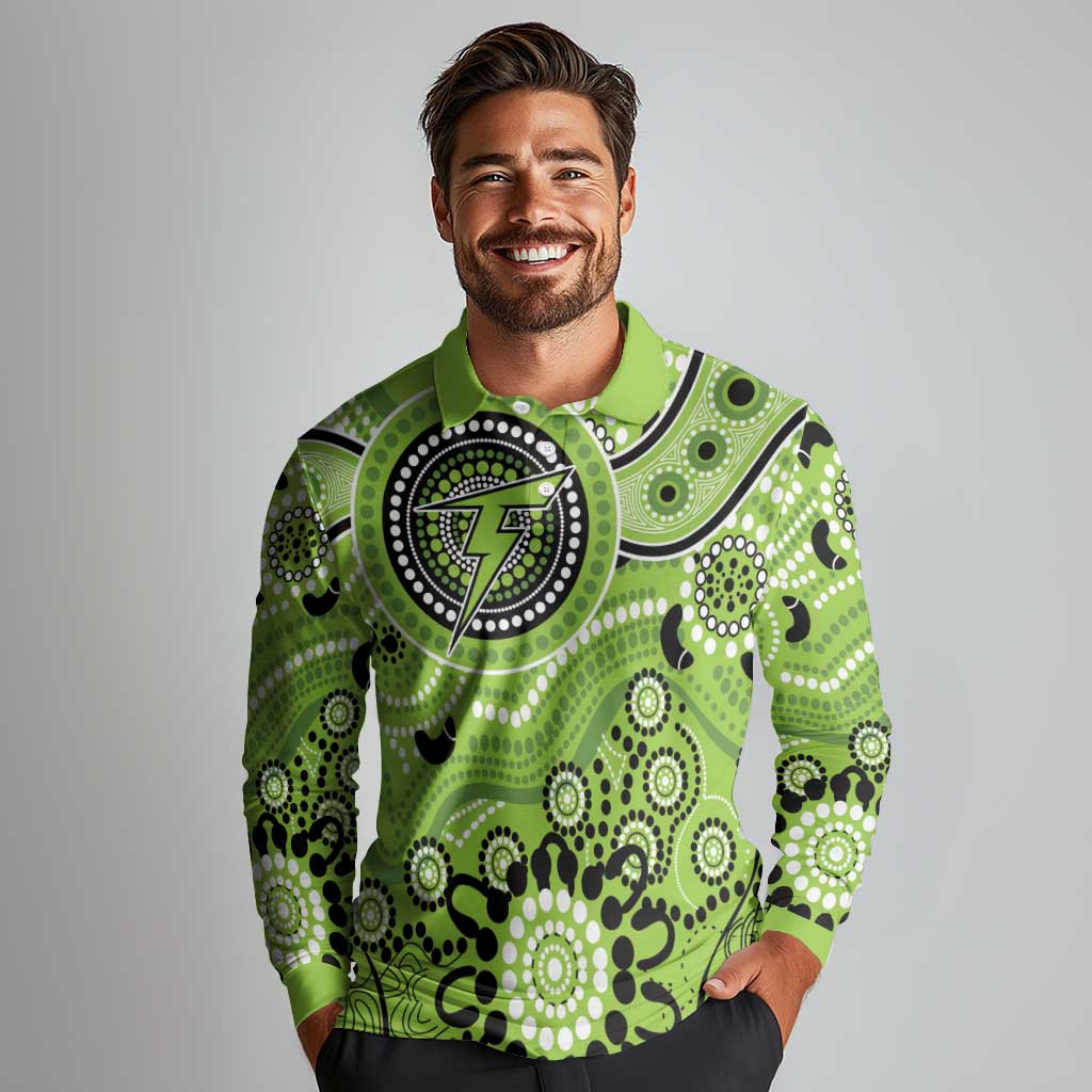 Thunder Cricket Custom Long Sleeve Polo Shirt Australian Aboriginal