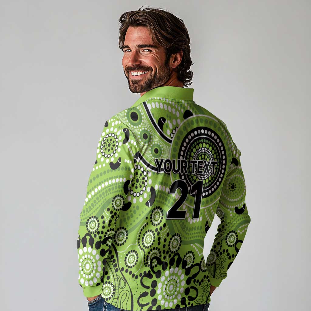 Thunder Cricket Custom Long Sleeve Polo Shirt Australian Aboriginal