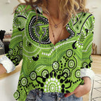 Thunder Cricket Custom Women Casual Shirt Australian Aboriginal