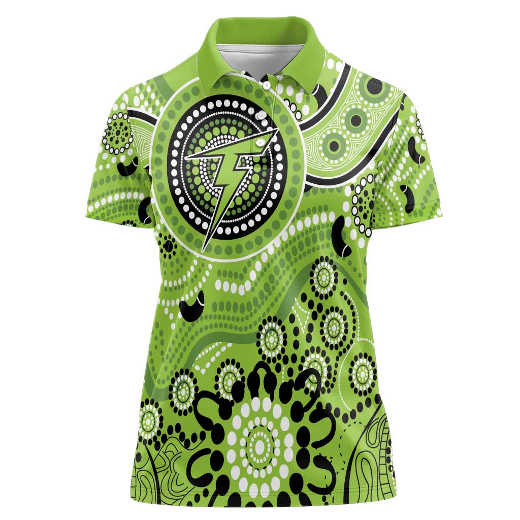 Thunder Cricket Custom Women Polo Shirt Australian Aboriginal