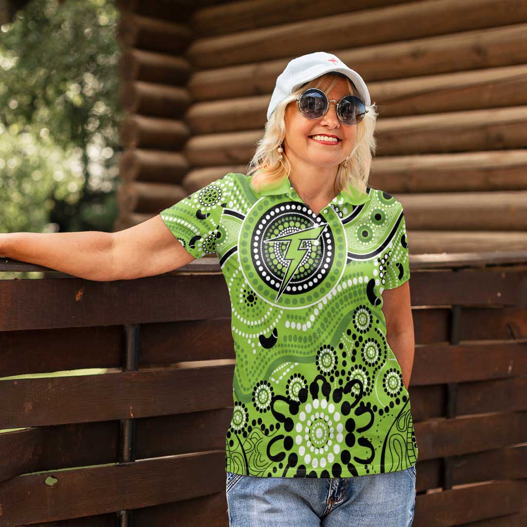 Thunder Cricket Custom Women Polo Shirt Australian Aboriginal