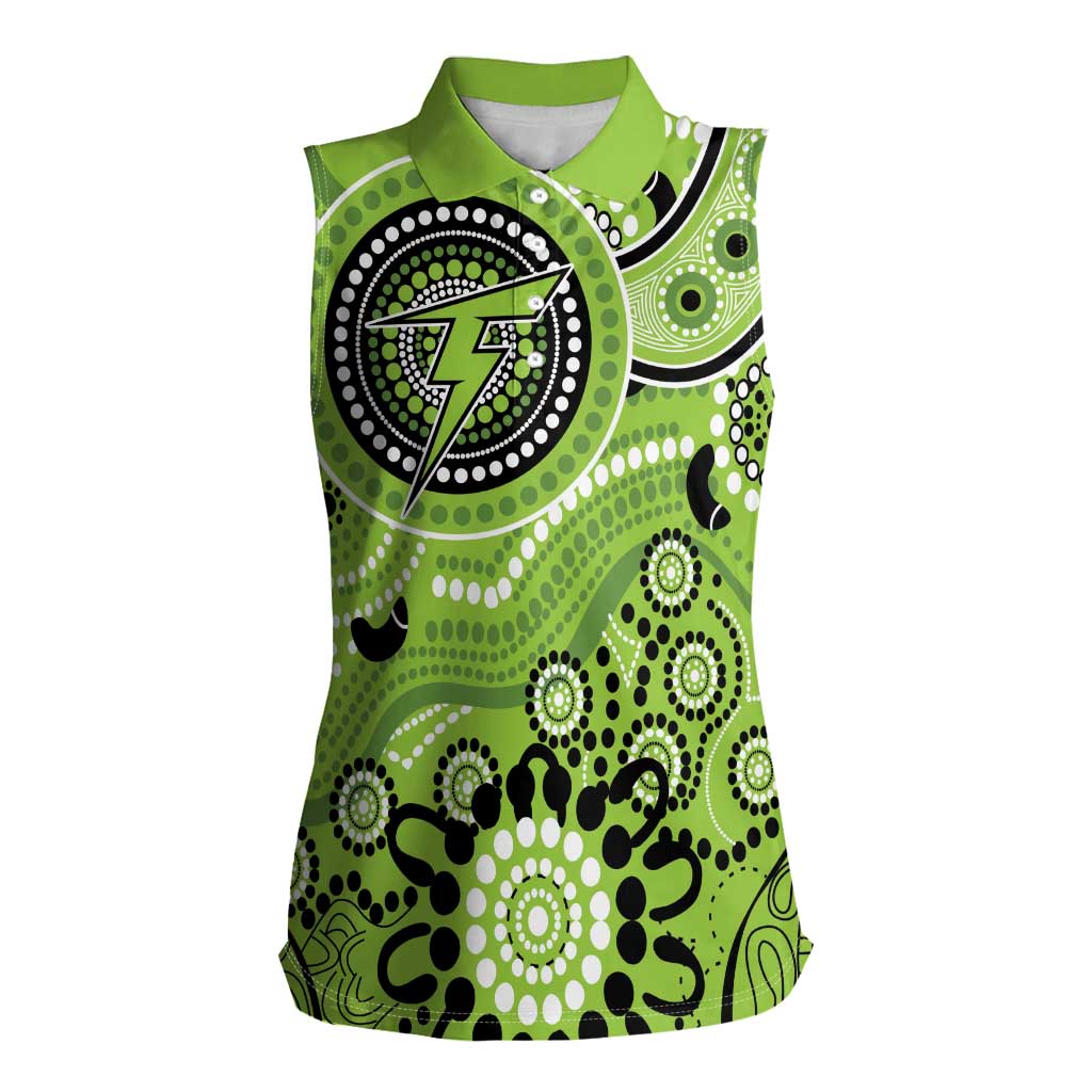 Thunder Cricket Custom Women Sleeveless Polo Shirt Australian Aboriginal