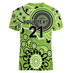 Thunder Cricket Custom Women V-Neck T-Shirt Australian Aboriginal